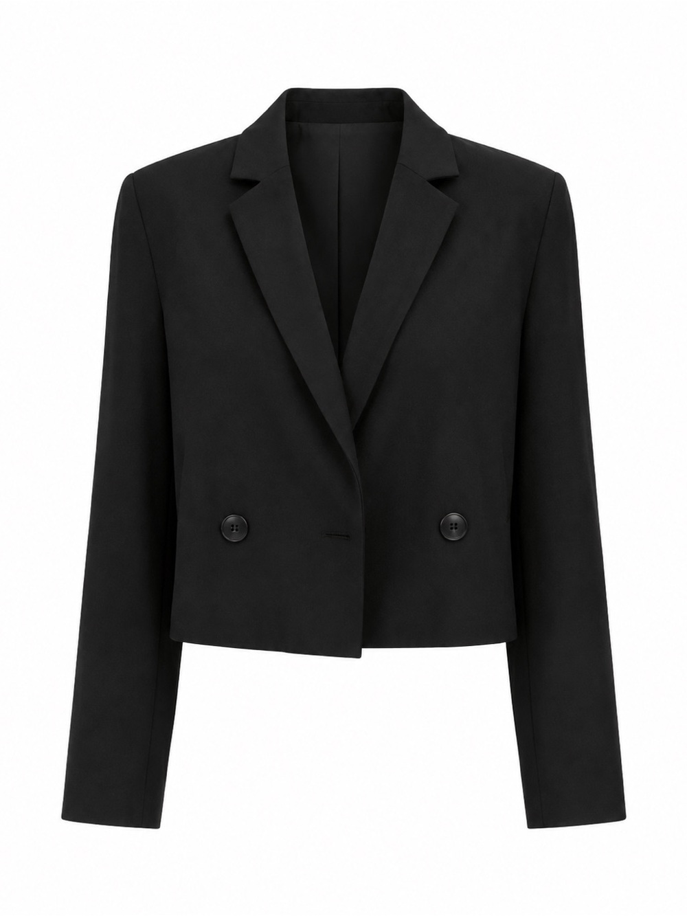 OAK + FORT Black Cropped Double-Button Blazer